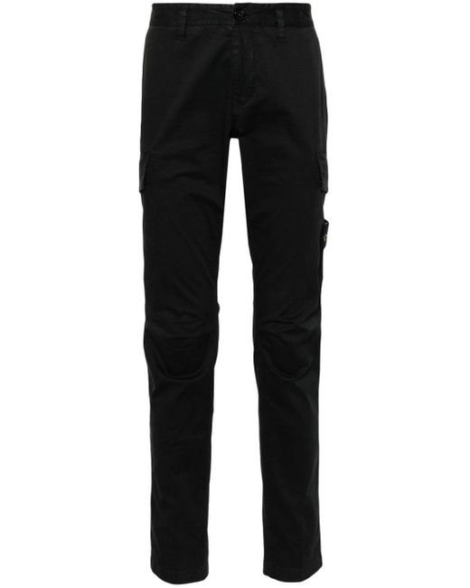 Stone Island Black Compass-badge Cotton Skinny Trousers for men