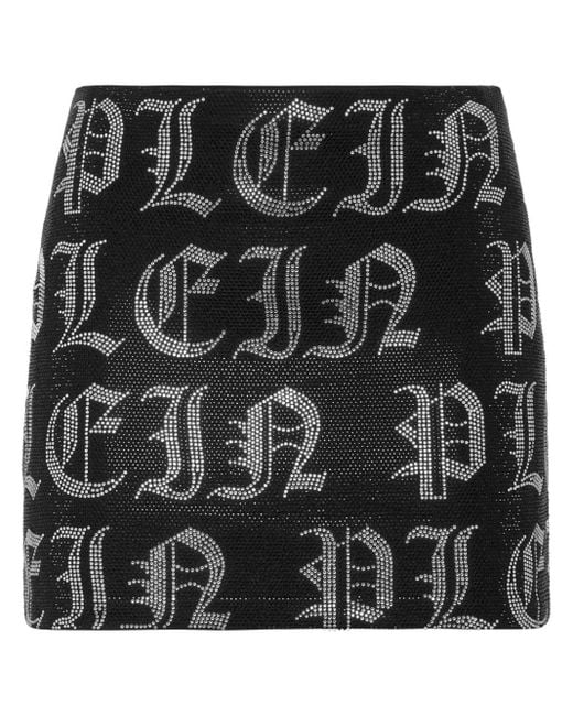 Minifalda Gothic con logo de strass Philipp Plein de color Black
