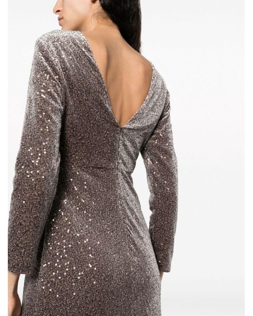 Peserico Gray Sequin-embellished Velvet Midi Dress