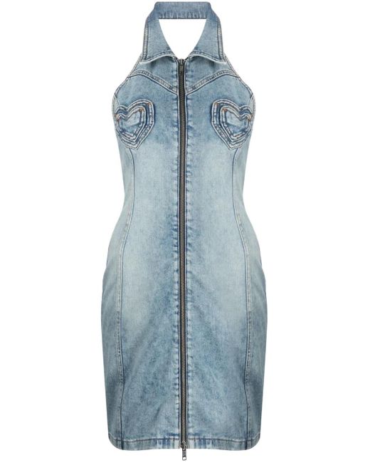 Moschino Blue Heart-Panels Denim Minidress
