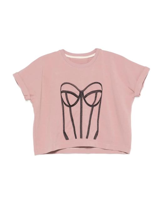 T-Shirt À Imprimé Corset Hamza en coloris Pink