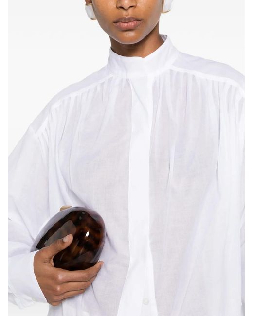 ANDAMANE White Rania Gathered-Detail Long-Sleeve Shirt