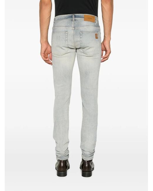 Amiri Gray Stud-Embellished Distressed Jeans for men