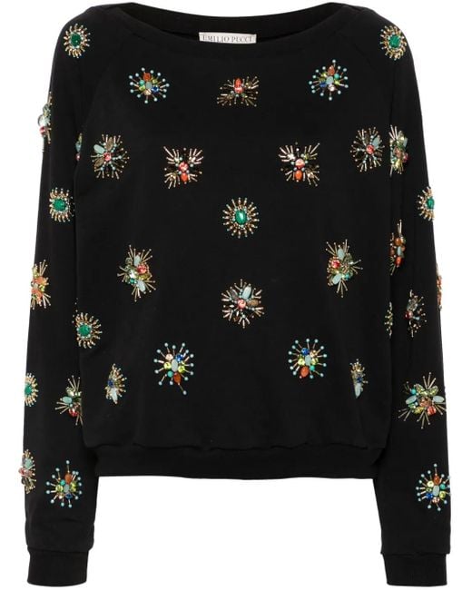 Felpa Con Ricamo di Emilio Pucci in Black