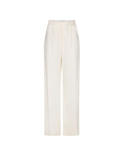 Victoria Beckham White Relaxed Curved-Leg Trousers