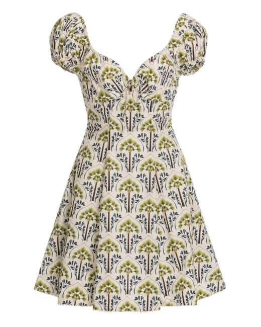 Agua Bendita Metallic Mati Moriche Kleid Mit Palmen-Print