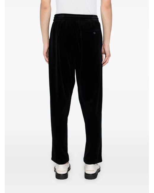 Giorgio Armani Black Chenille Drawstring Trousers for men