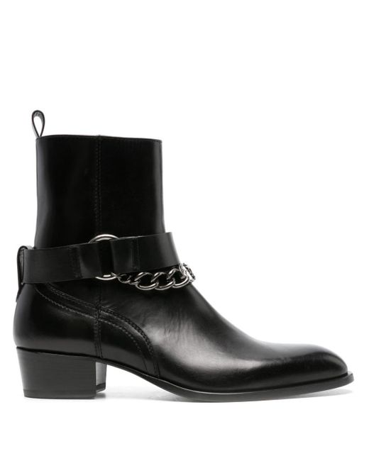 Roberto Cavalli Black Chain-link Leather Boots for men