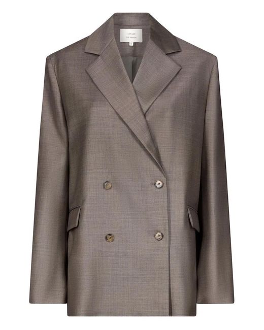 Loulou de Saison Brown Donau Lds Double-Breasted Flap Blazer