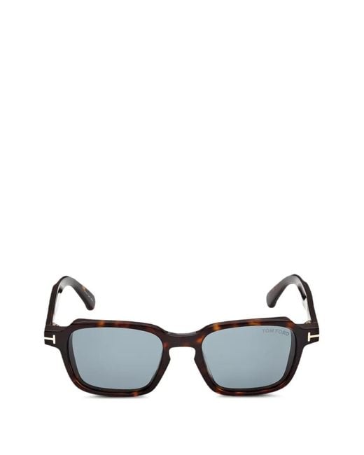 Tom Ford Black T-Logo Rectangle-Frame Sunglasses