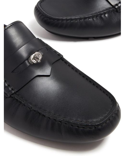 Versace Medusa Leren Loafers in het Black voor heren