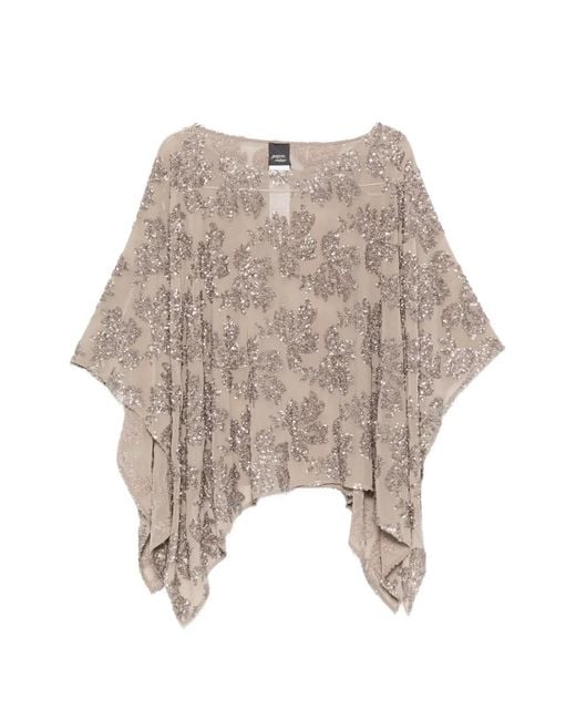 Marina Rinaldi Natural Sequin-Embellished Floral-Pattern Blouse