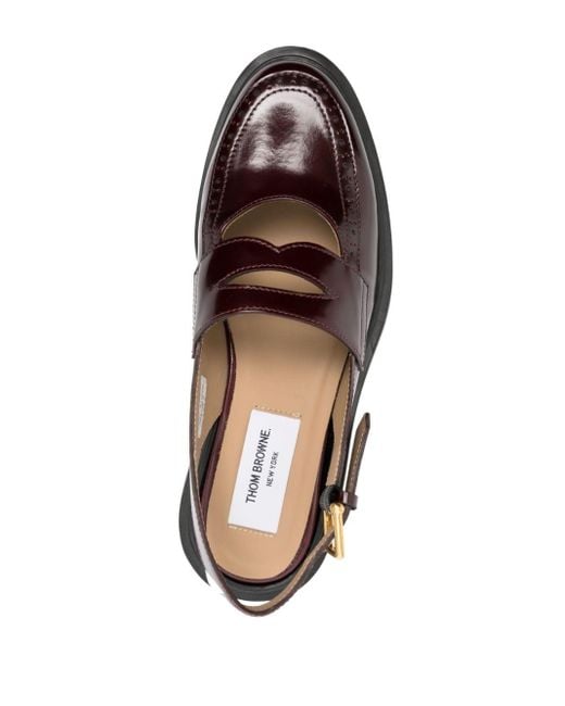 Thom Browne Brown Slingback-strap Leather Loafers
