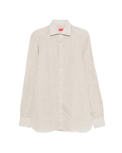 Isaia White Buttoned Long-Sleeve Shirt for men