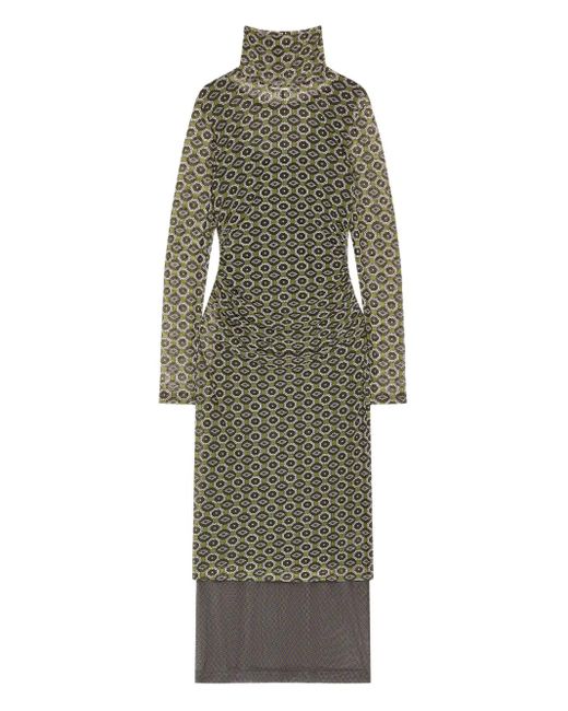 Dries Van Noten Jurk Met Col En Print in het Green