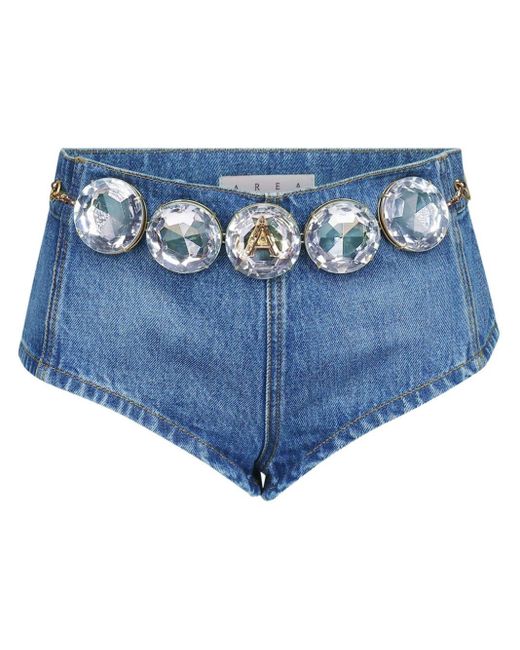 Area Blue Crystal-belt Denim Shorts