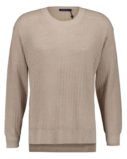 Frescobol Carioca Brown Ribbed Crew-Neck Jumper for men