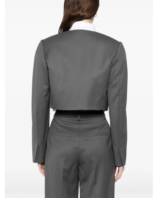 Low Classic Gray Collarless Jacket