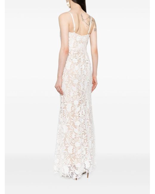 Marchesa White Floral-lace Mermaid Gown