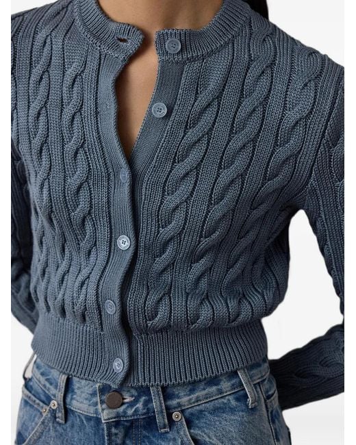 Ralph Lauren Blue Cable-Knit Cropped Cardigan