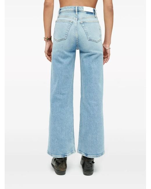 Re/done Blue Wide-Leg Cropped Jeans