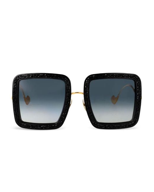 Anna Karin Karlsson Black Beaming Sky Crystal-Embellished Square Sunglasses for men