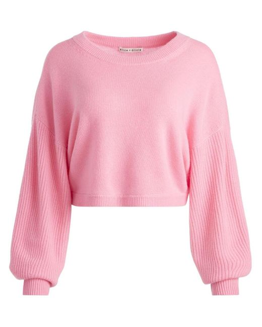 Alice + Olivia Pink Posey Cropped-Pullover