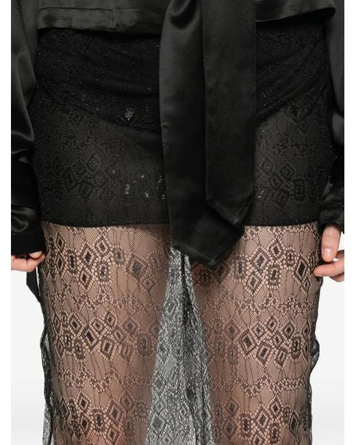 Frankie Shop Black Alrose Lace Midi Skirt