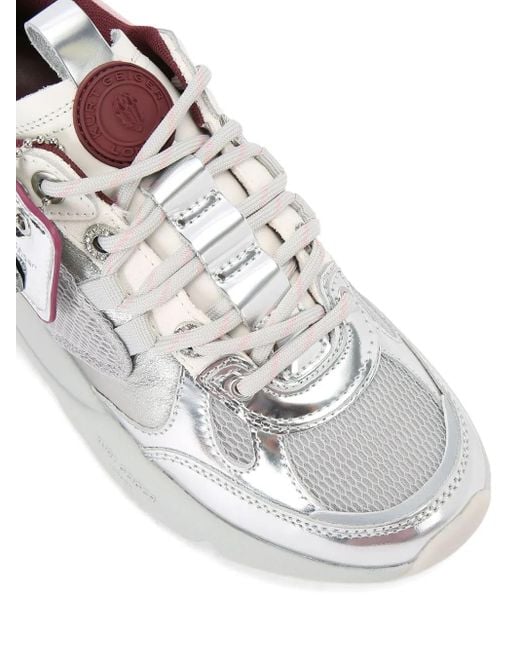 Kurt Geiger Kurt Runner Metallic Leather Mesh Sneakers White