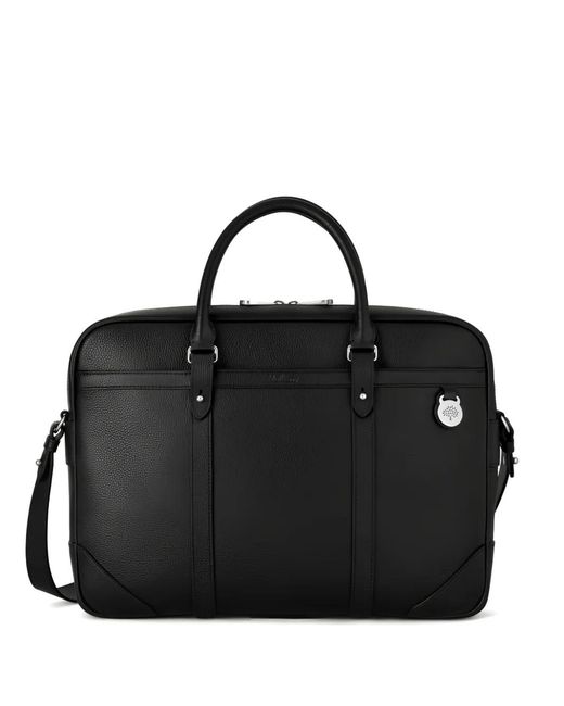Mulberry Black Heritage Grain Leather Briefcase for men