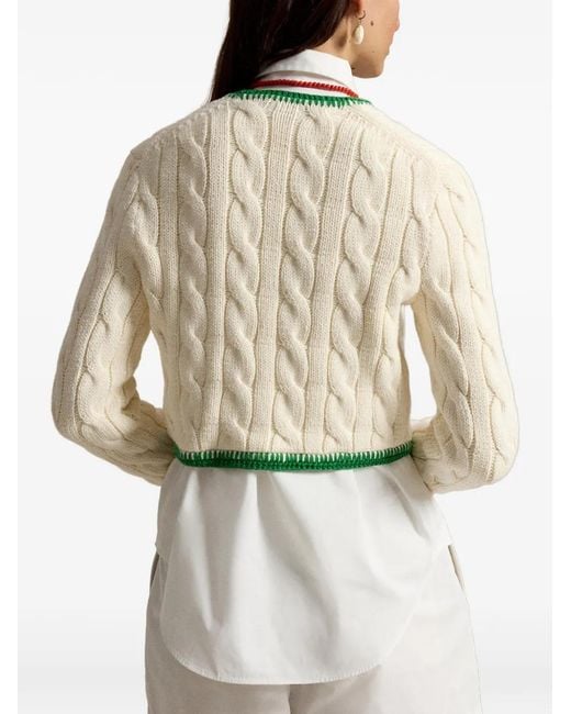Polo Ralph Lauren White Cable-Knit Cardigan
