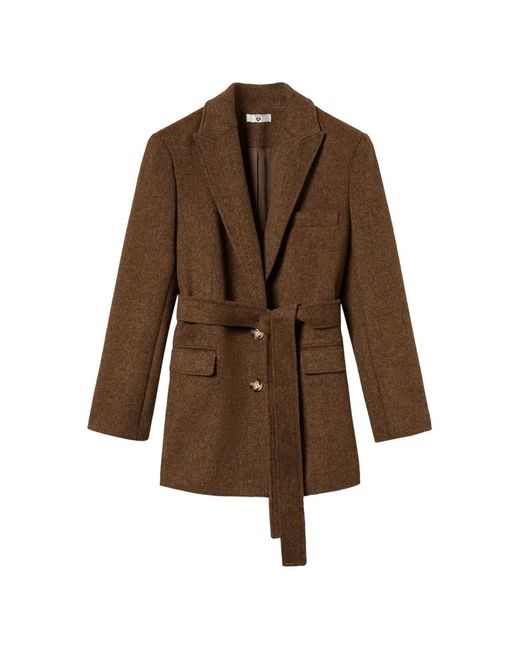 Twinset Brown Velour Wool Cloth Blazer