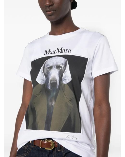 Max Mara White Calca Print-Detail Short-Sleeve T-Shirt
