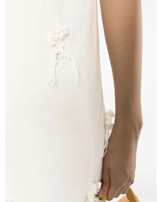 Kinyan Lam White Hand Knots Butterfly Slip Dress