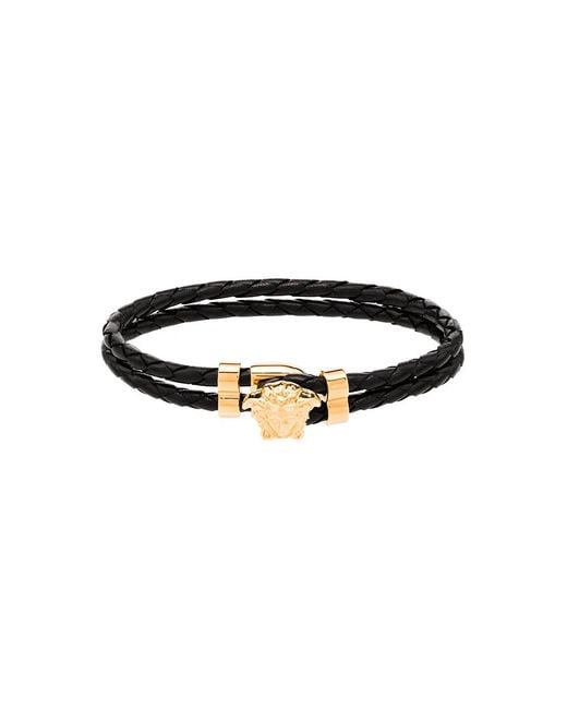 Versace Black La Medusa Leather Bracelet