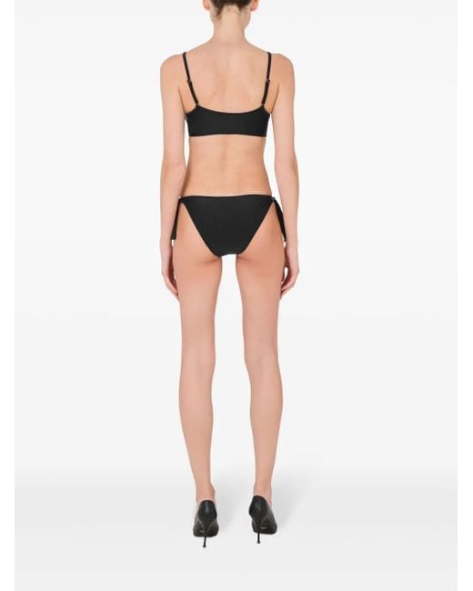 Moschino Black Logo-Print Bikini Top