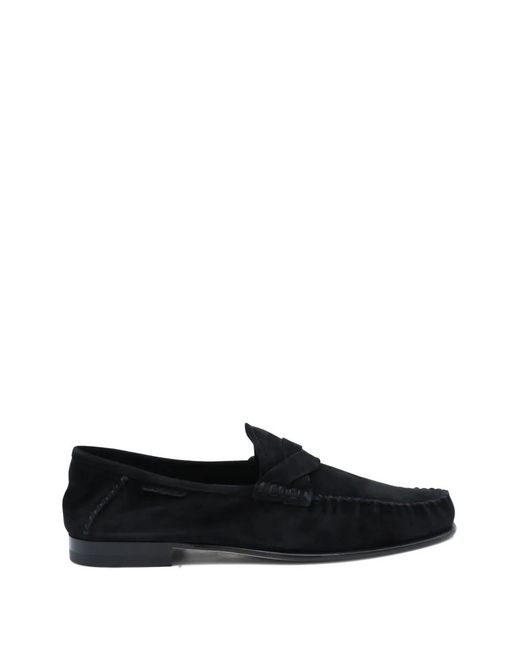 Tom Ford Black Braided-Strap Suede Loafers for men