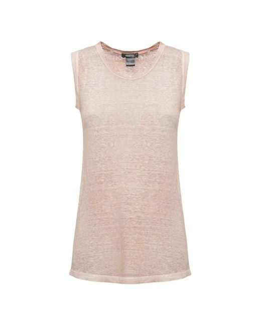 Avant Toi Pink Linen-Knit Sleeveless Vest