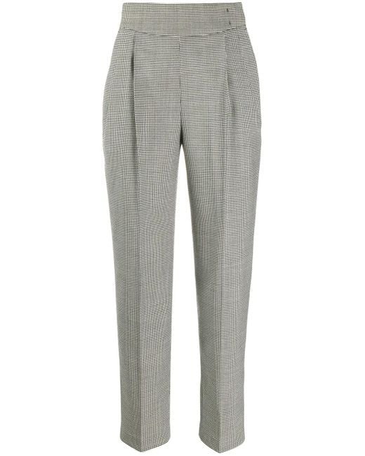 MSGM Gray Micro Houndstooth High-Waisted Trousers