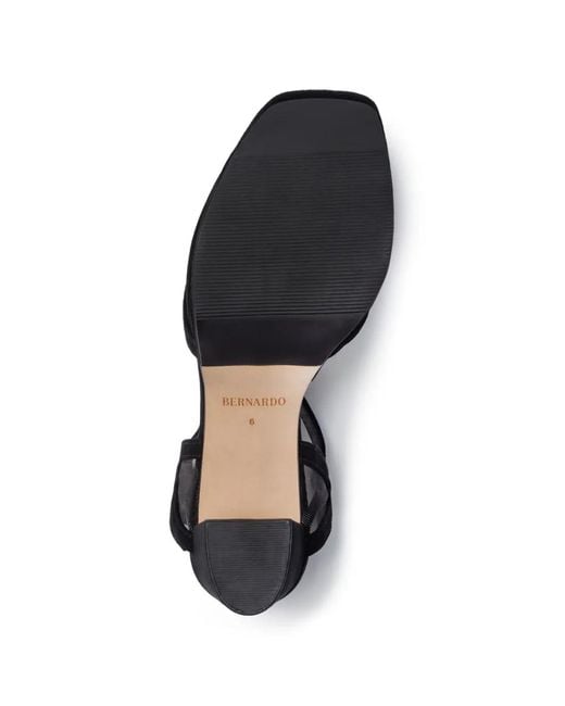 Bernardo Black Celeste Mesh-Panel Sandals