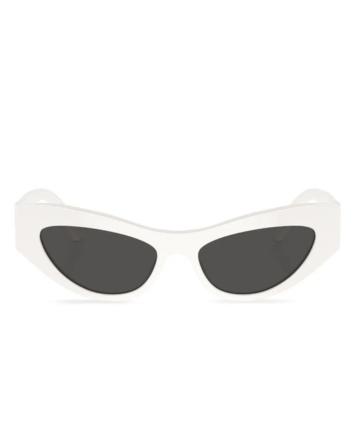 Dolce & Gabbana White Oval-Frame Sunglasses