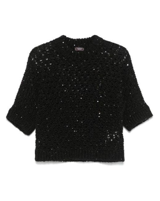 Peserico Black Sequin-Embellished Sweater