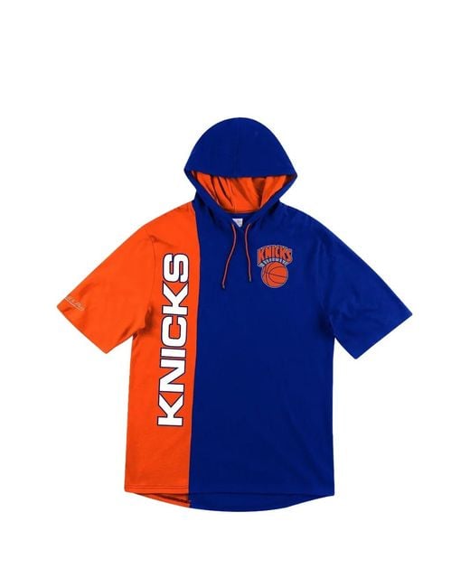 Mitchell & Ness Blue Nba "New York Knicks" Short-Sleeves Split Hoodie for men