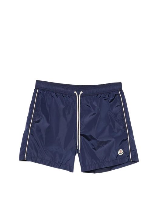 Moncler Blue Drawstring Piping Swim Shorts for men