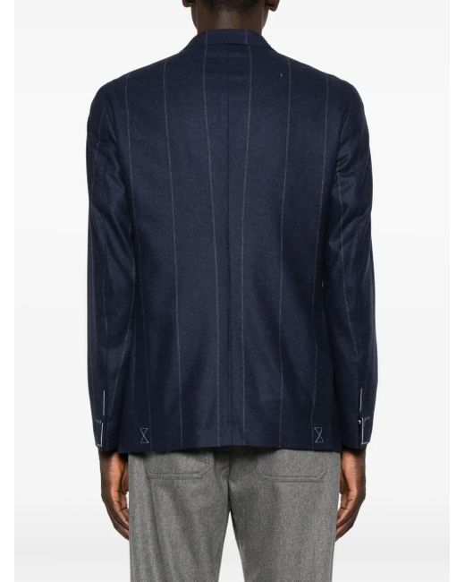 Eleventy Blue Pinstripe Double-Breasted Blazer for men