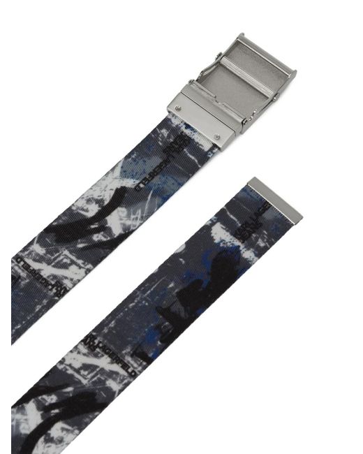 Karl Lagerfeld Blue Graffiti-Print Belt for men