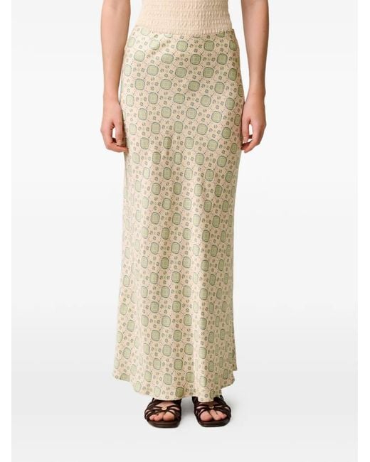 Claudie Pierlot White Geometric-Print Flowy Skirt