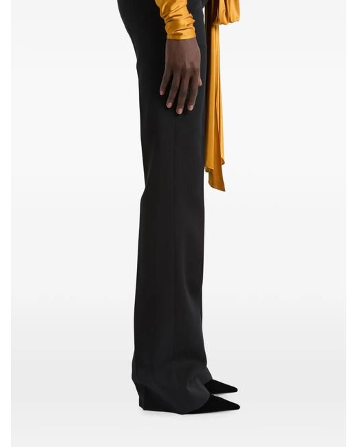Balmain Black Low-Waisted Wool-Satin Trousers