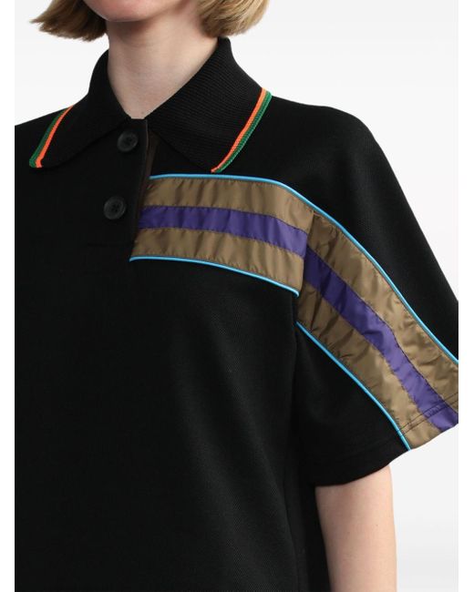 Kolor Black Asymmetrisches Poloshirt mit gestreiftem Einsatz