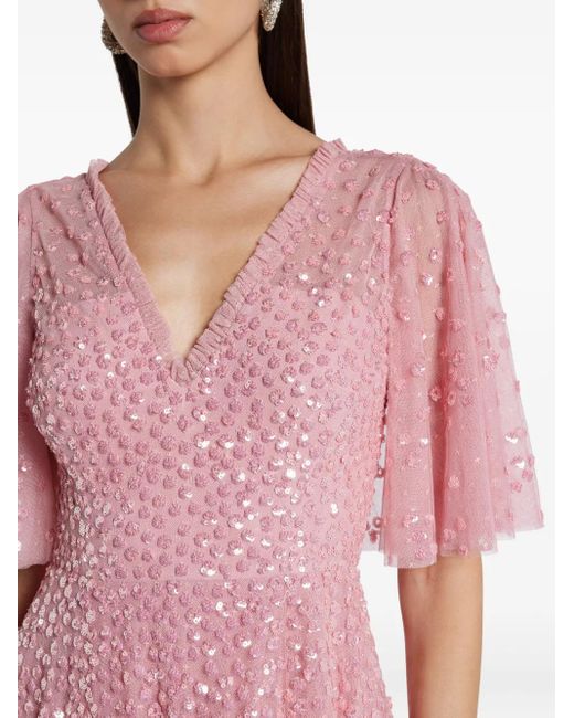 Needle & Thread Pink Sequin-Embellished Dress